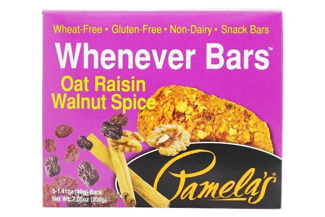 WHENEVER BARS OAT RAISIN WALNUT SPICE (PACK OF 6 x 5 CT)---FREE SHIPPING!!!