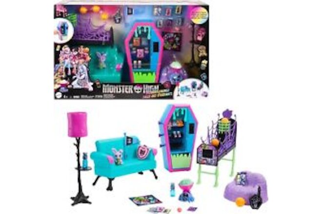 Playset, Student Lounge with Doll House Furniture, 2 Pets & Themed Accessorie...