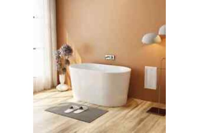 Acrylic Freestanding Contemporary Soaking Tub w/Overflow & Drain Bathtub White