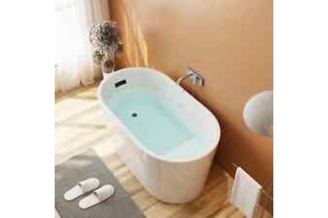 47 in Acrylic Freestanding Bathtub Contemporary Stand Alone Soaking Tub Polished