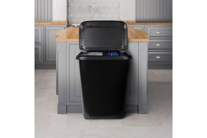 20.4 gal Dual Function XL Plastic Divided Kitchen Trash Can, Black
