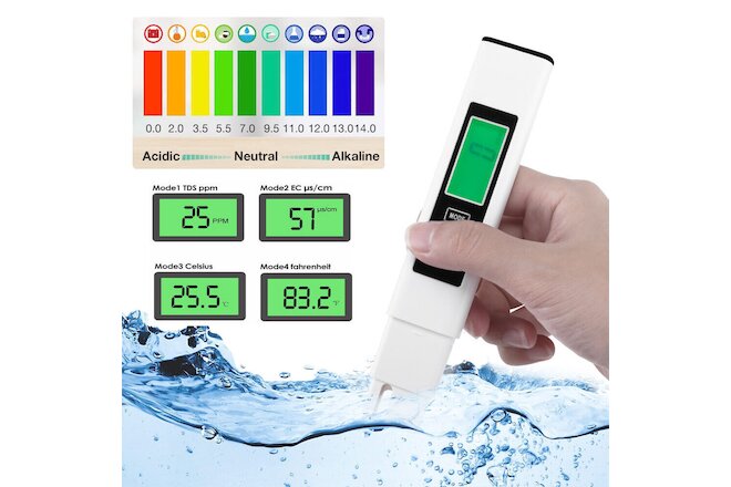 4in1 TDS PPM Meter Digital Tester Home Drinking Water Quality Purity Test Tester