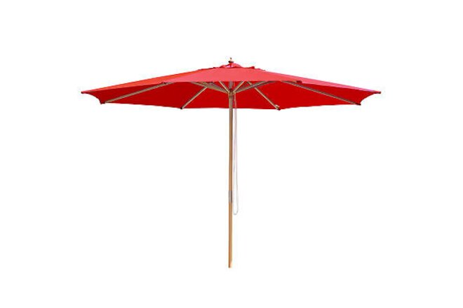 13' XL German Beech Wood Umbrella Patio Outdoor Garden Cafe Beach Yard Red