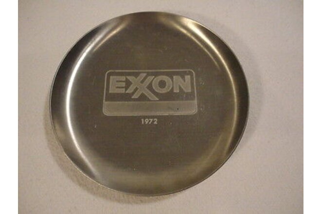 Exxon Vintage 1972 Stainless Steel Souvenir Advertising Saucer Plate ( 5") HD12