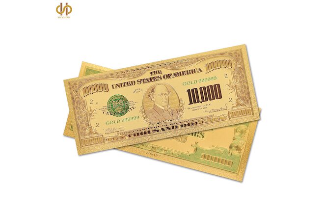 100PCS/lot 1918 Collectible Gold Plated $10000 Dollar Banknote Money Note Bill