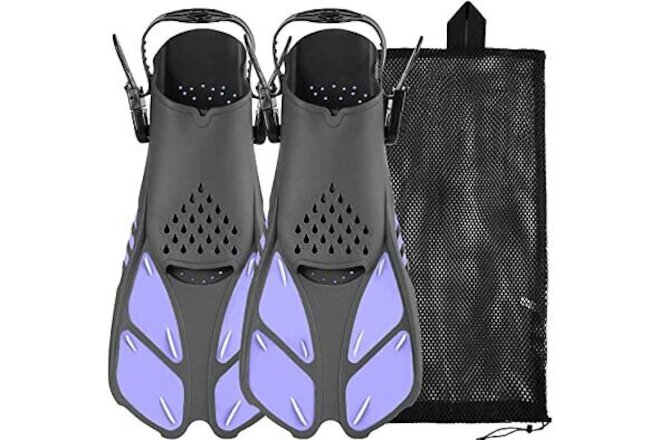 Swim Fins Open Heel Adjustable Snorkel Fins Diving Fins with Mesh Bag Snorkel...