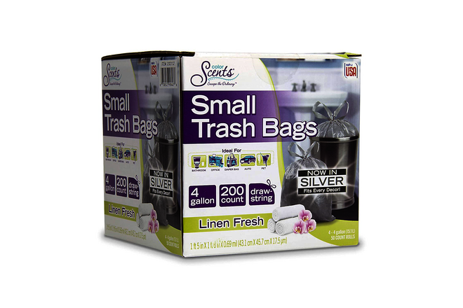 Color Scents Small Trash Bags - 4 Gallon, 200 Total Bags 1 Pack of 200 Count, -