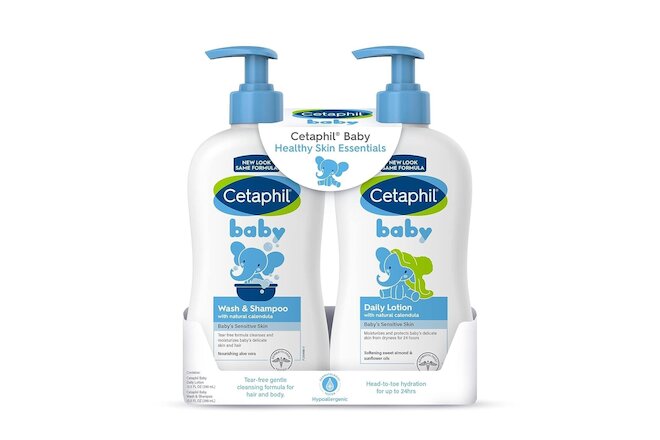 Cetaphil Baby Wash & Shampoo Plus Body Lotion, Healthy Skin Essentials