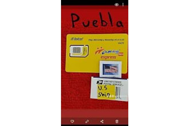 Telcel Mexico  SIM Card PUEBLA LADA 22 , UNLIMITED CALLS,SMS..