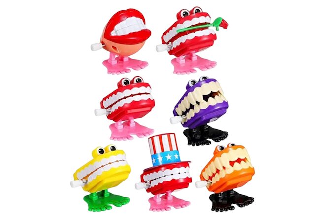 7pcs Wind Up Chattering Teeth Toys Funny Walking Teeth Toys Gag Gift New