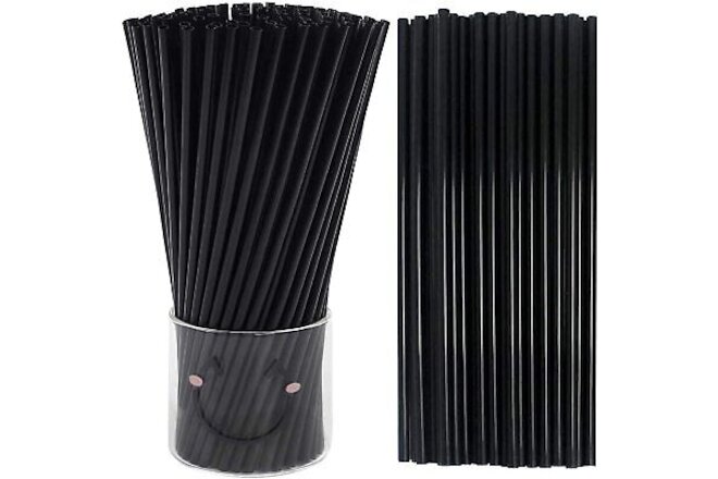 500pcs Disposable Straws 10.3 Inches Extra Long Black Straws, Plastic Drinkin...
