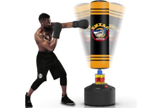 Punching Bag with Stand Adult Freestanding Heavy Boxing Bag with Suction Cup Bas