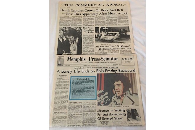 ELVIS Presley  Death Newspaper Memphis Press & The Commercial Appeal