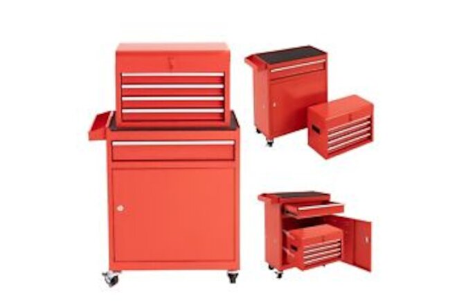 5-Drawer Rolling Tool Chest Steel Combination Set Red