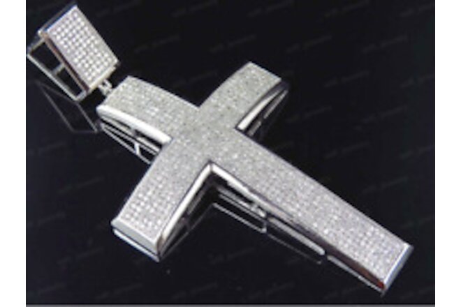 4.00 CT Real Moissanite Passes Tester 925 Sterling Silver Men's Cross Pendant