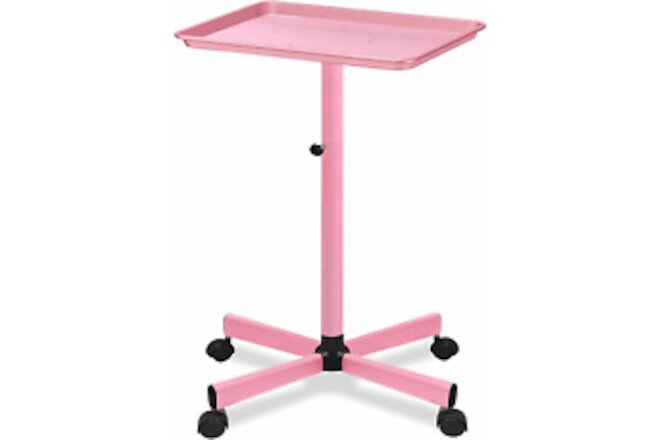 Salon Tray on Wheels-Height Adjustable Color Tray-Salon Service Tray-Pink Salon