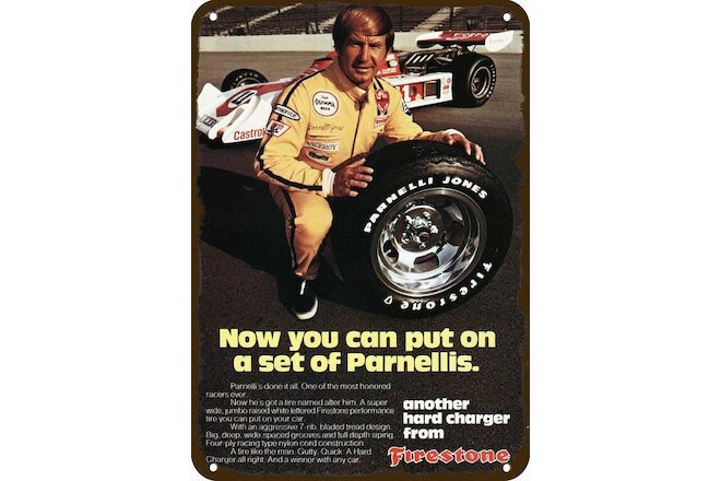 1974 PARNELLI JONES Firestone Tires Vintage-Look *DECORATIVE REPLICA METAL SIGN*