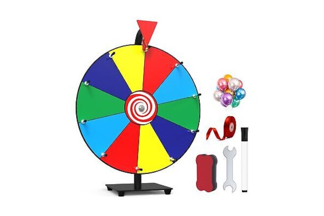 14 Inch Spinning Prize Wheel- 10 Slots Heavy Duty Color Tabletop Roulette Spi...