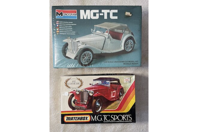 MG-TC Sports Car Model Lot, Monogram 2290 1:24 1983, Matchbox 1:32 PK-306 1982
