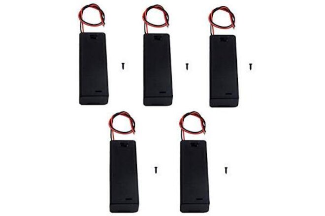 (Pack of 5) Single AA Battery Holder with Switch and Cover, 1 AA Battery Hold...