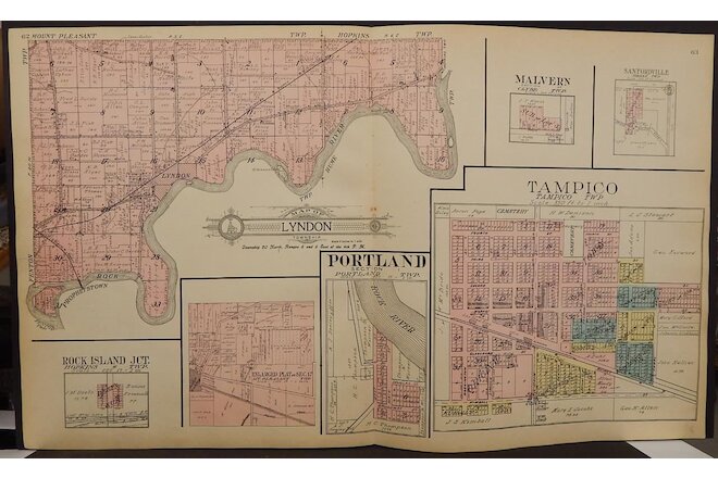 Illinois Whiteside County Map Lyndon Township Dbl Pg 1912  Z6#73