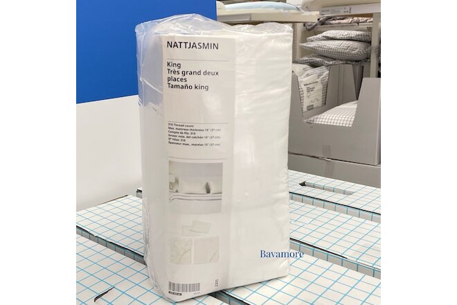 NEW Ikea NATTJASMIN Sheet set, White, King Size Soft-Luster (4-Pieces)
