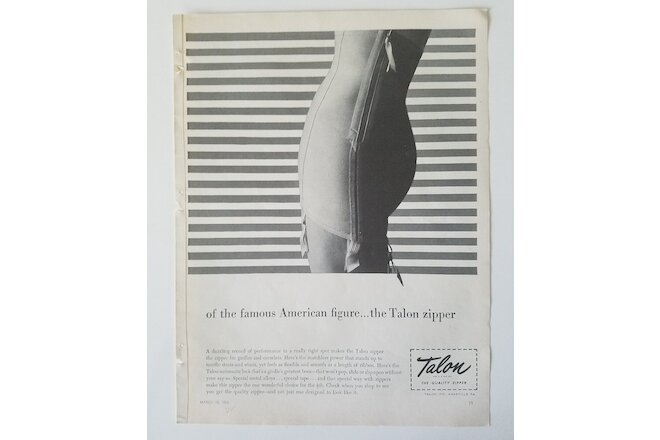 1953 women's girdle Talon zipper famous American figure vintage fashion ad