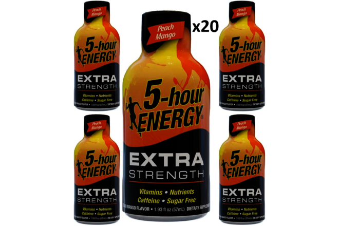 20 bottles  5 Hour Energy Extra Strength Peach Mango Flavor | 1.93oz
