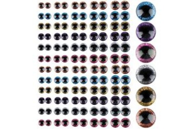 120 Pieces Glitter Plastic Safety Eyes for Amigurumi 12Mm 14Mm 16Mm 18Mm 20Mm ro