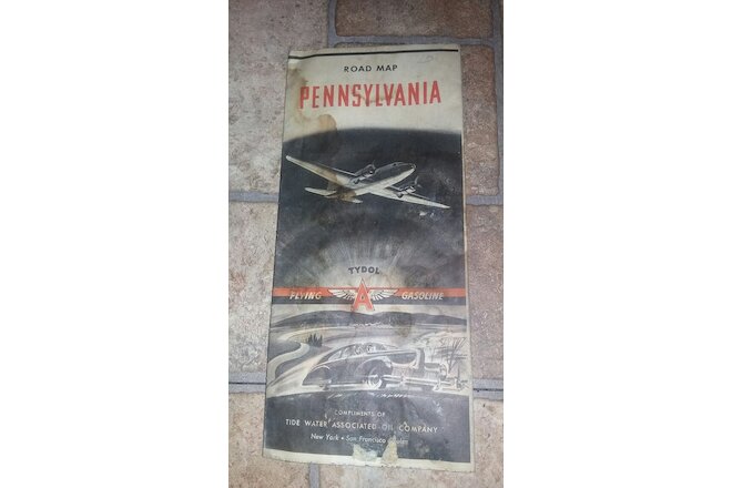 1941 PENNSYLVANIA TYROL FLYING GASOLINE ROAD MAP