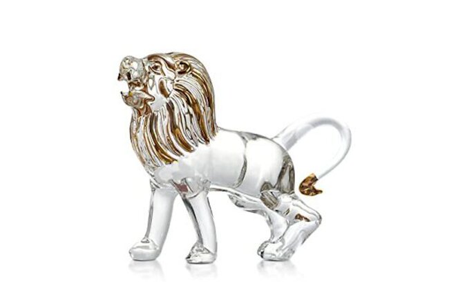 Handmade Blown Glass Lion Glass Animal Figurines - Crystal Decorations Clear 1