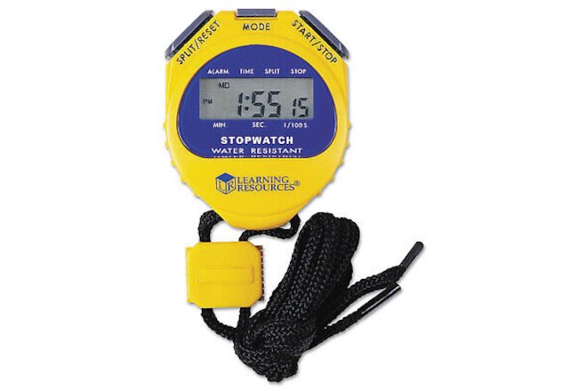 Learning Resources Big Digit Stopwatch Waterproof 1/100 Second Alarm Yellow