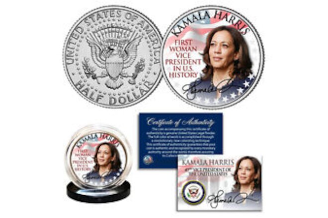 KAMALA HARRIS 1st Woman Vice President in History JFK Half Dollar Official Coin