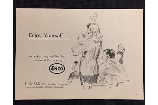 Original 1965 ENCO Gas Station Ad ~ Vintage Advertisement HUMBLE Oil & Refining