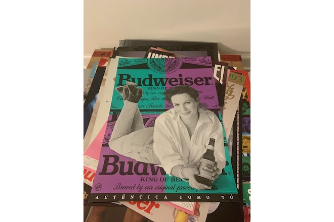 Vintage Poster 28”x20” Bud Budweiser 1992 Autentica Como Tu Model Promo Beer Ad
