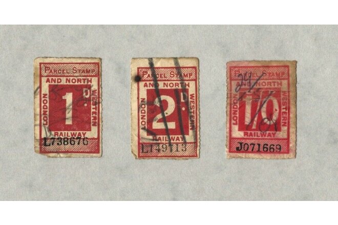London & North Western Railway LNWR: THREE different parcel stamps