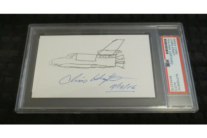 Christopher Kraft NASA Flight Dir signed autographed psa slabbed 3 x 5 sketch