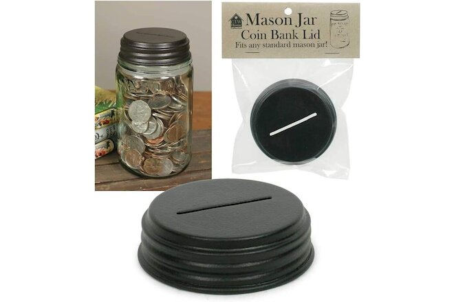 Colonial Tin Works Coin Bank Mason Jar Lid Kitchen Supplies, 3'' dia. x 1''H,