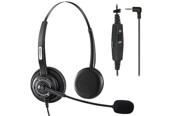 Phone Headset 2.5mm with Noise Canceling Mic & Volume Control Ultra Comfort T...