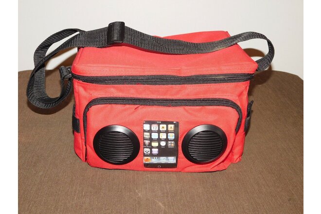 PICNIC BOAT RED BEER SODA DRINKS COOLER BAG WITH SPEAKERS NEW UNUSED