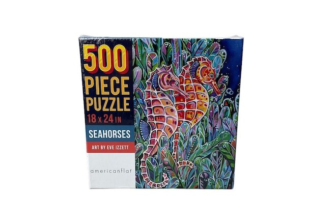 Puzzle Seahorse Art by Eve Izzett 18”x24” Ocean Beach 500 Pieces NEW Sealed
