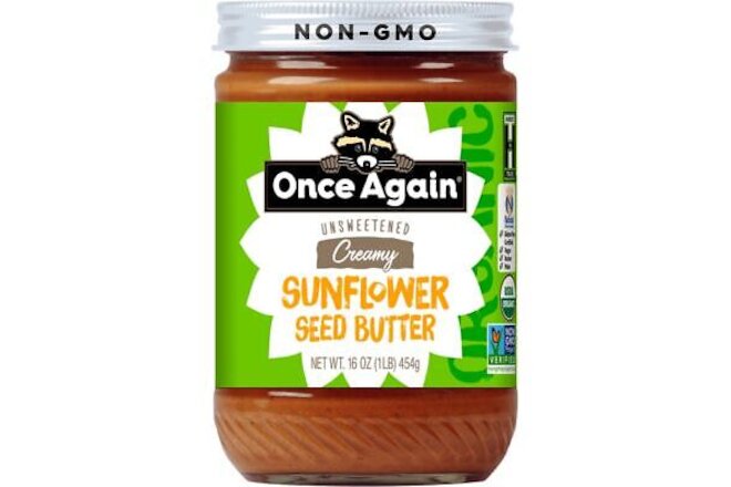 Once Again Creamy Sunflower Seed Butter - Unsweetened 16 oz Jar