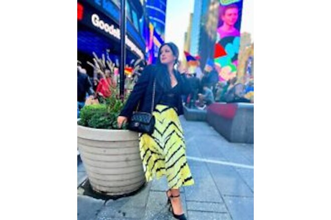 Pleated satin skirt for Women Animal print zebra yellow skirt - Brand new