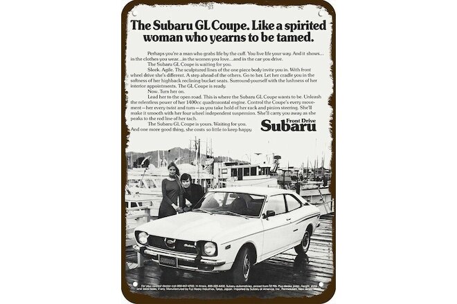 1973 SUBARU GL Coupe Sport Car Vintage-Look DECORATIVE REPLICA METAL SIGN