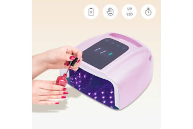 96W Wireless Rechargeable LED UV Nail Lamp Cordless For Gel Polish Light Dryer