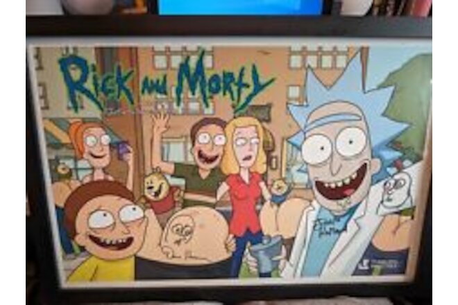2014 SDCC Authentic Rick And Morty Poster Autographed Dan Harmon Justin Roiland