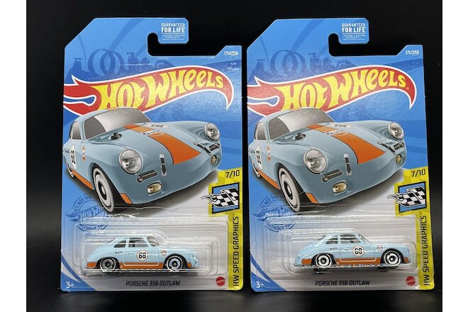 2021 Hot Wheels Porsche 356 Outlaw (Blue/Orange GULF) HW Speed Graphics Lot of 2