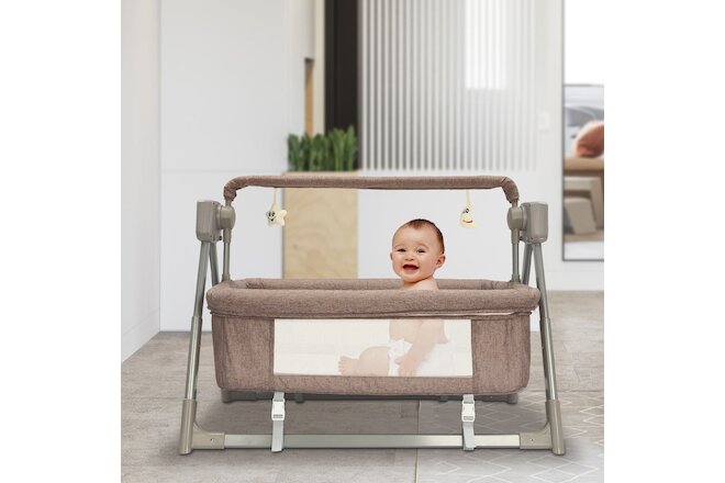 Portable Electric Baby Swing Cradle Bassinet Rocking Crib Infant Bed Cradle New