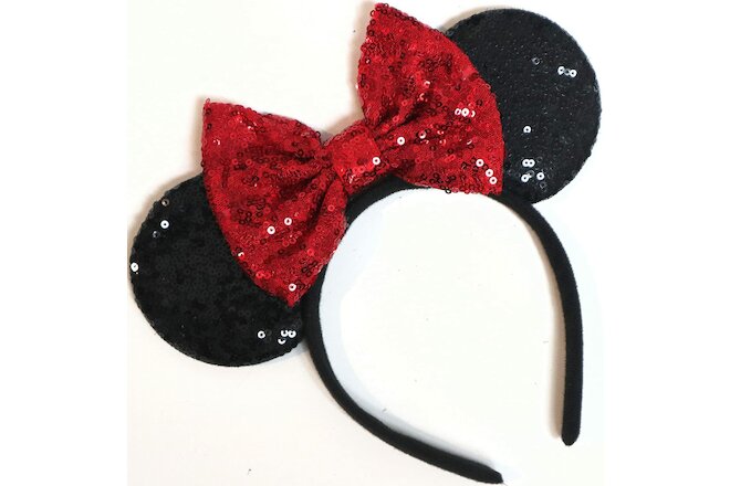 Red Minnie Mouse Ears Headband Disneyland Disneyworld classic red  HANDMADE