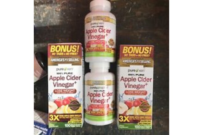 (4) Pure Xen APPLE CIDER VINEGAR+Green coffee Weight Loss 100 Tablets Mixed Exp